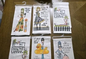 Lot of 6 CJ Bella Co. 100% Cotton Large Kitchen Towels NWT - Picture 1 of 8