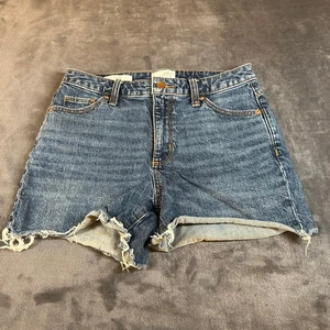 Pantaloncini denim filo universale donna 4/27R vintage blu midi jeans orlo sfilacciato - Foto 1 di 11