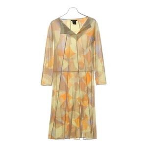 Louis Vuitton Total Pattern Silk Long Sleeve Dress Beige Women Used 35f031ada8e3 - Picture 1 of 8