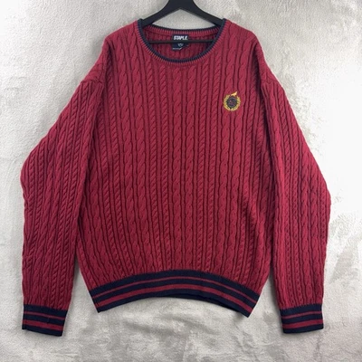 Staple Sweater Mens Size 2XL Red Cable Knit Crewneck Streetwear Casual Warm - Image 1 of 4