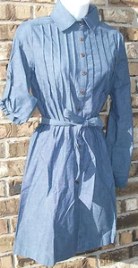 NEW OSO CASUALS blue long/fold sleeve button front Chambray dress,S,M,L,XL,2X,3X - Picture 1 of 3