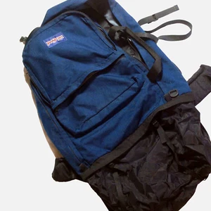 Vingtage Jansport Travel Backpack to Duffle Bag Blue Pockets Hiking Camping Logo - Picture 1 of 22