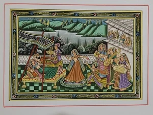 Royal Erotic with Play instrumental music Traditional Artwork On Paper Sheet - Picture 1 of 4