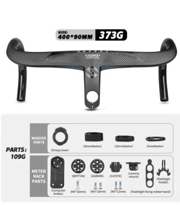 Manillar integrado de fibra de carbono completo bicicleta de carretera de carreras barra de caída 400/420/440 mm Foto 1 de 4