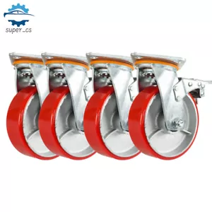 4 PCS Heavy Duty Metal Caster Wheel Industrial Castor Swivel W/Brake 500KG 6inch - Picture 1 of 10