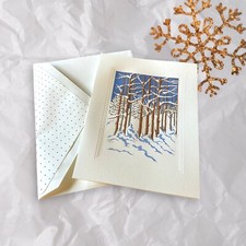 Golden Trees in the Snow Christmas Cards by Crane and Co
