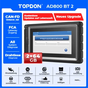 TOPDON AD800 BT 2.0 KFZ OBD2 Diagnosegerät Bluetooth Alle System CAN FD Deutsch - Bild 1 von 13