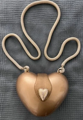 Timmy Woods Gold Heart w/Leather & Swarovski Crystal Clasp Purse/Handbag - Image 1 of 4