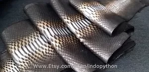 Genuine Python Leather, Exotic Snake Skin, Blac Leather,Black Skin, Real Leather - Picture 1 of 5