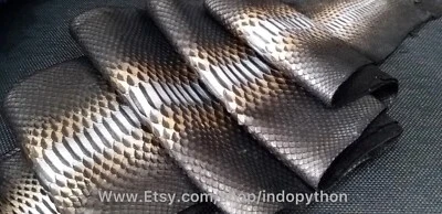 Genuine Python Leather, Exotic Snake Skin, Blac Leather,Black Skin, Real Leather - Image 1 of 4
