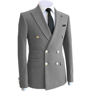 Mens Double Breasted Suit Coat Business Jacket Blazer Tuxedos Prom Wedding Party