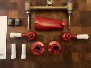 STERLING FAUCET CO. 031D21 Rot Weiß Wannenarmatur VINTAGE Alt Neu Dead Stock Selten - Bild 1 von 4