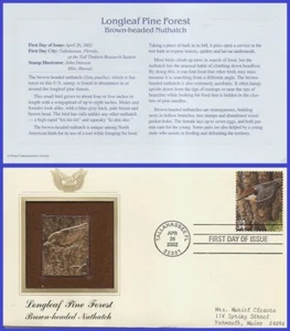 USA7 #3611j ADDR GOLDEN REPLICA FDC Pine Forest Brown-headed Nuthatch - Picture 1 of 1