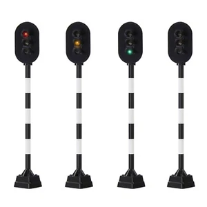 10pz Segnali stradali scala HO 1:87 attraversamento 3 led blocco stradale rosso - Foto 1 di 3