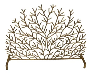 Luxe Gold Twig Branches Decorative Iron Firescreen Arch Fireplace Screen Organic - Picture 1 of 1