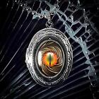 Gothic Eye Steampunk Dragon Taxidermy Eyeball Silver Locket Pendant Necklace