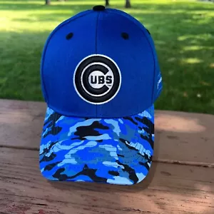 Chicago Cubs Black blue Gray Camouflage Bill Blue Hat Cap Snapback Boeing EUC - Picture 1 of 11