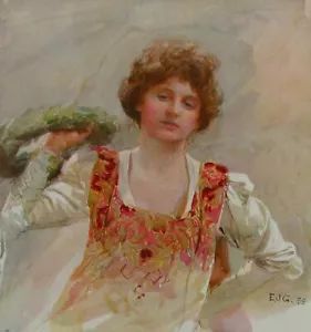 1906 Druck, Der Geburtstag. Antik. Künstler: Edward John Gregory. - Bild 1 von 2