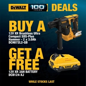 Dewalt 12v XR DCH072L2 Brushless SDS Compact Hammer + Charger + 3 x 3Ah Tstak - Picture 1 of 7