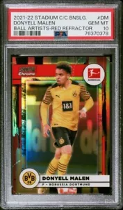 2021-22 Donyell Malen Topps Stadium Club Chrome Red Refractor Rookie 9/10 PSA 10 - Picture 1 of 3