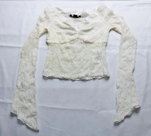 Silence + Noise Women's Delphine Semi-Sheer Lace Top AC2 Ivory Size XS NWT - Picture 1 of 3
