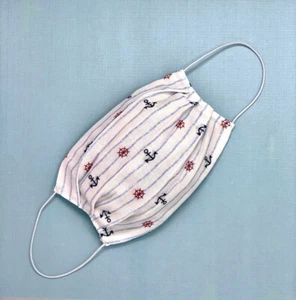 Premium Cotton Face Mask With Filter Pockets Washable Handmade - Sailor Style - Picture 1 of 10