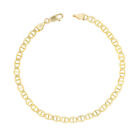 14K Yellow Gold Solid 5mm Mariner Anchor Flat Link Chain Bracelet 7.5"