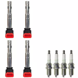 NGK V-Power Premium Copper Spark Plug & Engine Ignition Coil For Audi 2.0L 1.8L - Picture 1 of 6