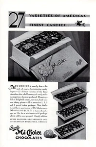 Vintage print ad 1930 s Mi Choice chocolates candy 27 Varieties America's Finest - Picture 1 of 2
