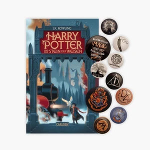 J.K. Rowling Stein der Weisen in der Neuausgabe + 1 original Harry Potter Button - Bild 1 von 1