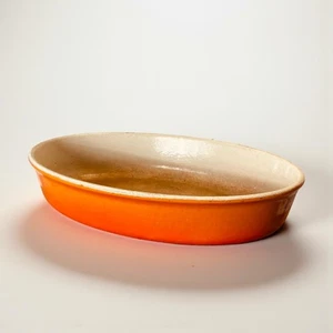 Orange Coussance Frankreich stark gebraucht ovale Backform 10,5" - Bild 1 von 10