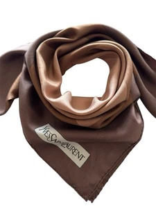Vintage 1970’s Yves Saint Laurent YSL silk scarf brown beige abstract geometric - Picture 1 of 17