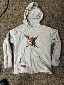 Disney Kids Pirates of the Caribbean Gray Zip Up Hoodie L (10/12) Unisex - Picture 1 of 4