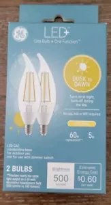 GE Dusk to Dawn CAC 60-Watt Candelabra Base Soft White Bulbs 2 Pack - Picture 1 of 5