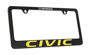 Honda Civic wordmark black coated metal license plate frame holder 2 hole - Picture 1 of 5