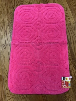 NUEVO NOS De Colección Años 60-70 Rosa Caliente 27x45 Remolino Felpa Chenilla Alfombra Foto 1 de 4