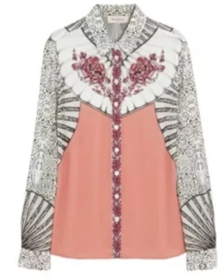 Blusa Top Floral PAUL & JOE Paris Talla 12 O 40 Camisa Larga Puños Bolsillos Foto 1 de 4