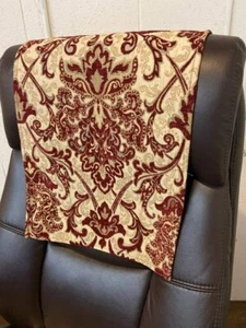 Protector Reclinable 14" x 30" Reposacabezas Cubierta Vinilo Sofá Asiento Carmesí Damasco - Imagen 1 de 1