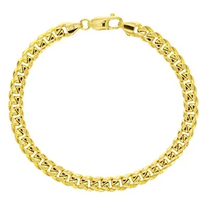 Italian 10k Yellow Gold Semi-Solid Miami Cuban Chain Bracelet 8" 6mm 8 grams - Picture 1 of 4