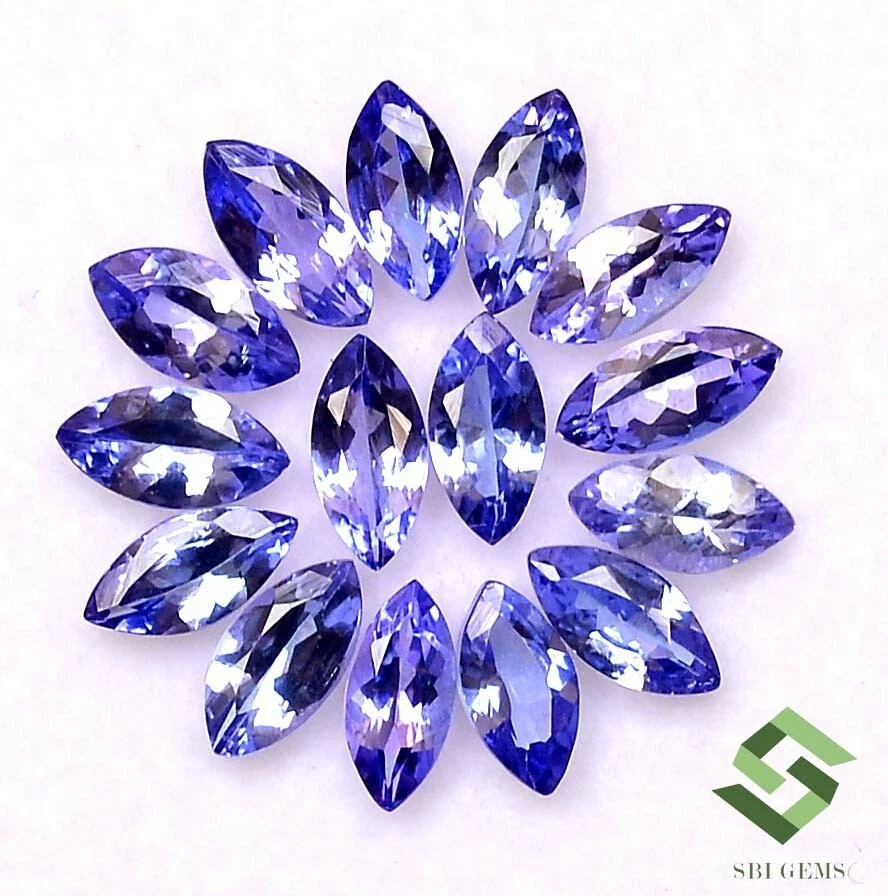 6x3 mm Natural Tanzanite Marquise Cut Lot 15 Pcs 3.83 CTS Calibrated Loose Gems - Image 1 of 4