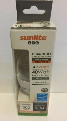 Sunlite LED Flame Tip Chandelier 5W 40W Equivalent Candelabra E12 Soft White - Image 1 of 2