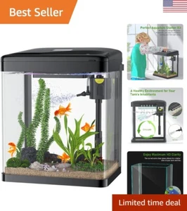 Desktop Betta Fish Tank - 2 Gallon Glass Aquarium with Filter & LED Light - Picture 1 of 8