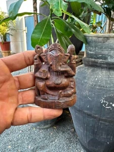 Collectible 1800's Wooden Hand Carved Hindu's God Ganesha Figure 3 x 2.50" - Picture 1 of 7