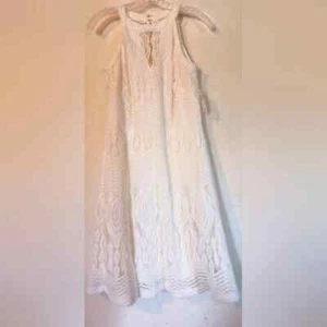 Vestido Granero Talla 8 BOHO Vestido Encaje Crochet Look Nuevo Con Etiquetas Blanco - Imagen 1 de 14