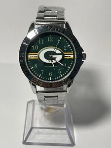 Green Bay Packers Football Team Logo Men's Stainless-Steel Silver Watch NEW - Picture 1 of 9