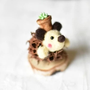 Handmade Felt Echidna Figurine – Pine Cone Body, Miniature Cute Animal Ornament - Picture 1 of 6