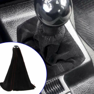 Car Gear Shift Knob Shifter Boot Cover Black Leather Universal Fit MT AT Sport - Picture 1 of 12