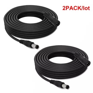 2Pack 16ft 5.5mm x 2.1mm DC Power Extension Cable Male Female Cord for IP Camera - Afbeelding 1 van 11