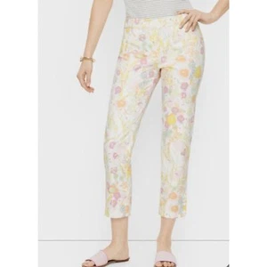 Talbots Floral Twill Slim Crop Hose Mid Rise Flat Front Stretch Hose Gr. 14 - Bild 1 von 9