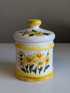 Vintage 1976 Sears & Roebuck Retro Japan Yellow Daisy Lidded Canister Ceramic - Picture 1 of 11